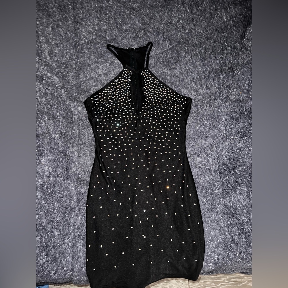 Black sparkly halter dress